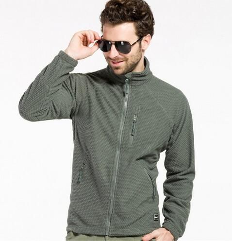 Autumn Check Fleece Warm Soft Windproof Jacket Men Outdoor Climbing Light Thermal Breathable Cardigan Tactics Coat Tops
