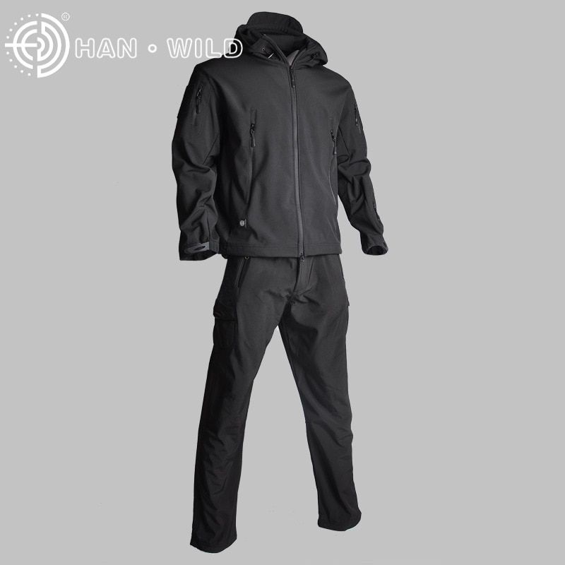 Shark skin Men Outdoor  Camping Waterproof Windproof Coats Jacket Hoody  softshell Jacket pants