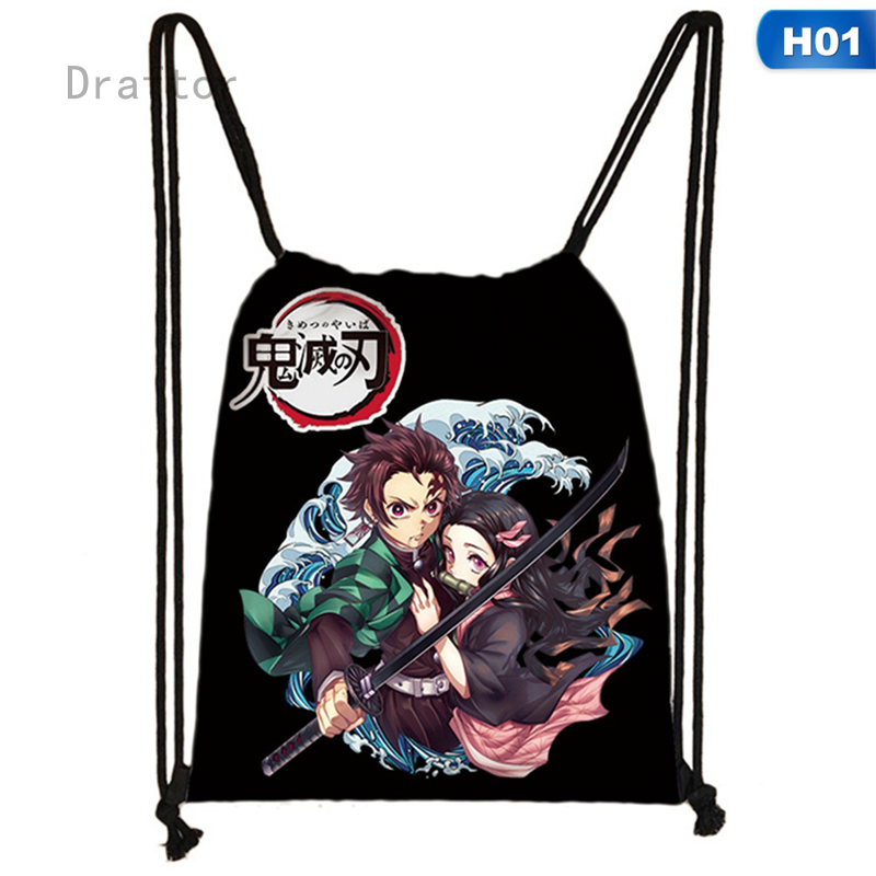 Peoria Demon Slayer: Kimetsu No Yaiba Drawstring Backpack, Anime Gym Sackpack String Bag For Sports