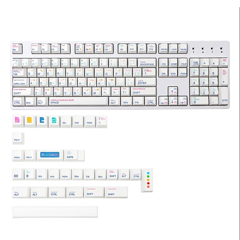 136 Key AI Keycap Sublimation 7U Mechanical Keyboard Keycap Compatible with 61/64/68/71/75/84/87/96/98/104 Key Keyboard