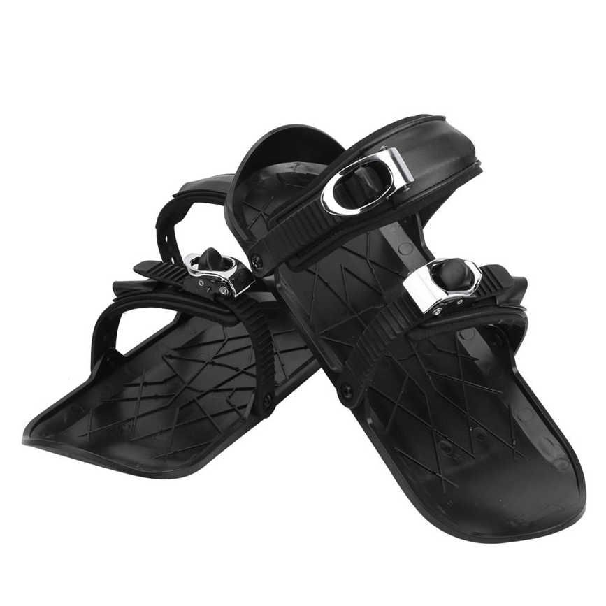 Romeng La 1Pair Mini Portable Skiing Skates Snow Skiboard Shoes with Adjustable Belt Accessory