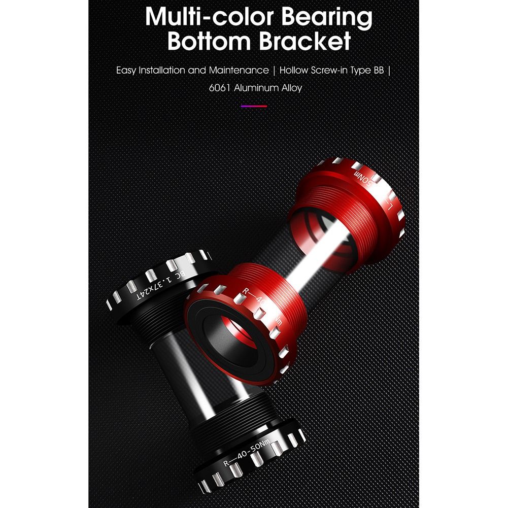 Bicycle Bottom Bracket Aluminum Waterproof BSA 68/73mm Screw/Thread Type Crankset Bearings Bicycle Axis Parts,Purple