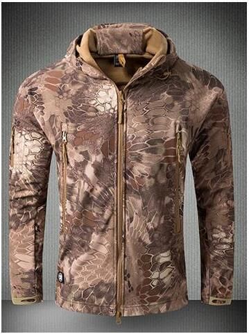 Tactical Softshell Hoodie Jacket Men Outdoor Fleece Jacket Wind Waterproof Multicam Black A-TACS Kryptek VKBO(SKU050403)