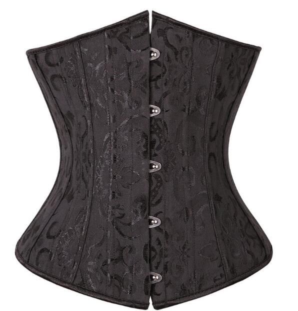 Ladies Hight Waist Corsets 24 Steel Boned Bustiers Corset UnderSatin Shaper Lingerie Waist Corselet Plus