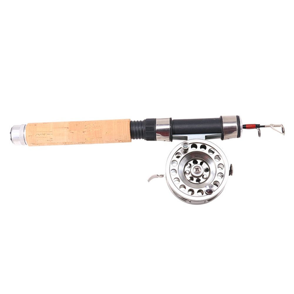 Yfashion Winter Fishing Rod Combination Ice Fishing Rod with Metal Fishing Reel Outdoor Portable Spinning Casting Fishing Reel ackle Set