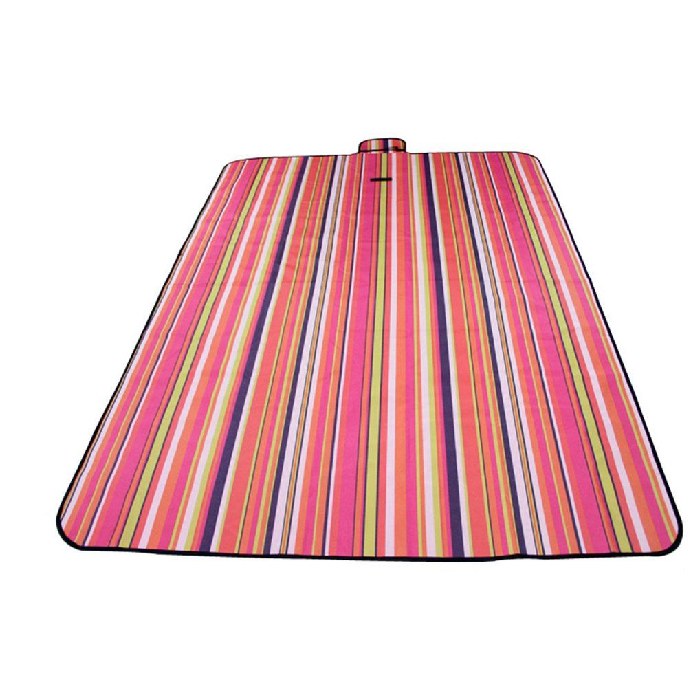 Stripe Pattern Handle Oxford Cloth Beach Mat Blanket Picnic Mat Foldable