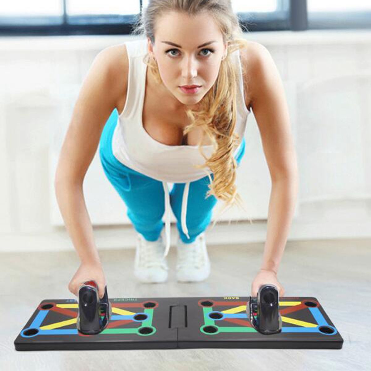 Useful 14 In 1 Multi Function Fold Push Up Board Stand Workout Home Gym Muscle Fitness Exercise [1 board 2 handles]