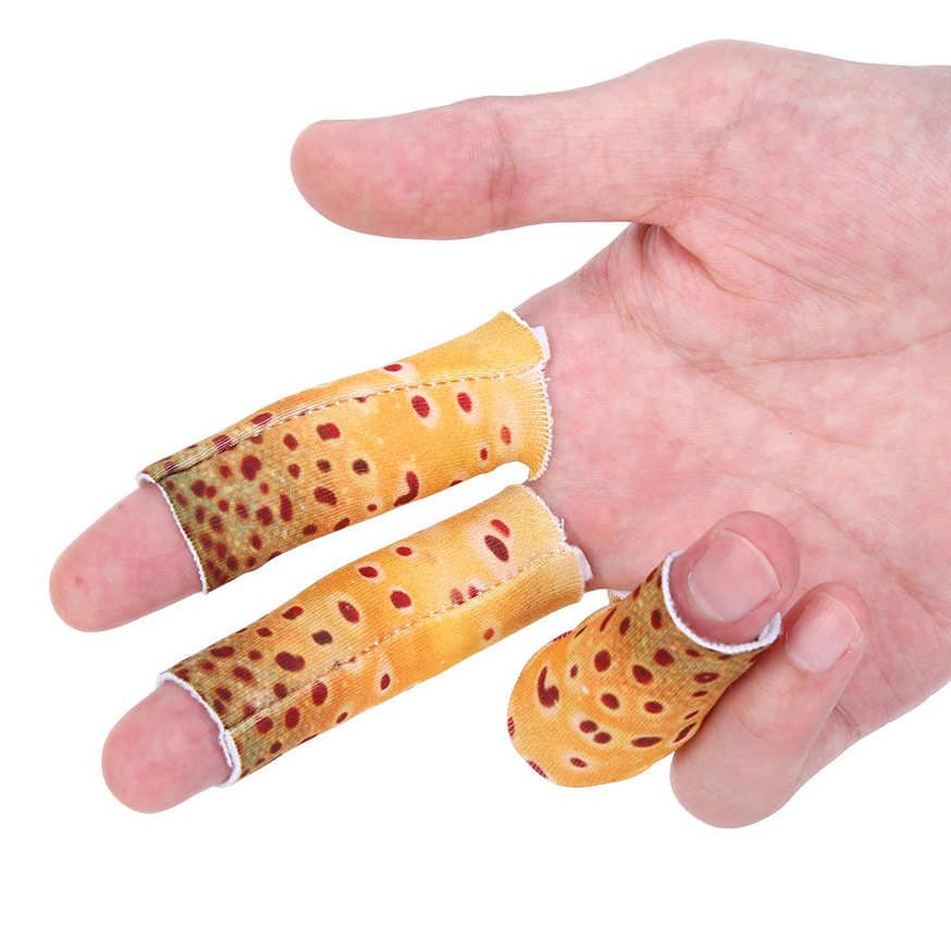 3PCS Polyester Fish Skin Pattern Fishing Stripping Single Finger Guards Protect Accessory