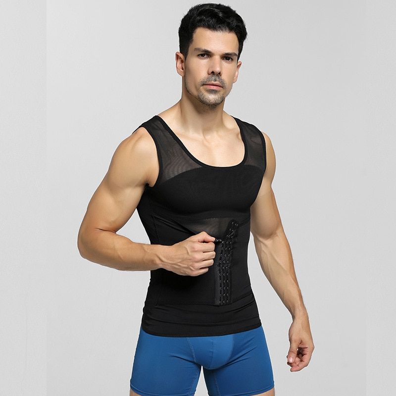 Slimming Body Shaper Men Gynecomastia Vest Back Support Waist Trimmer Adjustable Belly Control Tank Tops Abdominal Vest  Corset