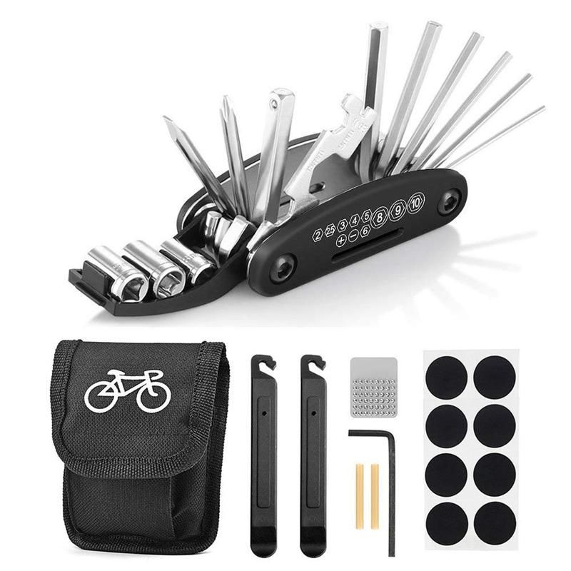 16-in-1 Bicycle Repair Kit Multi Tool Repair Bicycle Tool Kit, Pocket Bike Tool Kit, Tire Lever, Self Adhesive Bicycle Patch, etc.