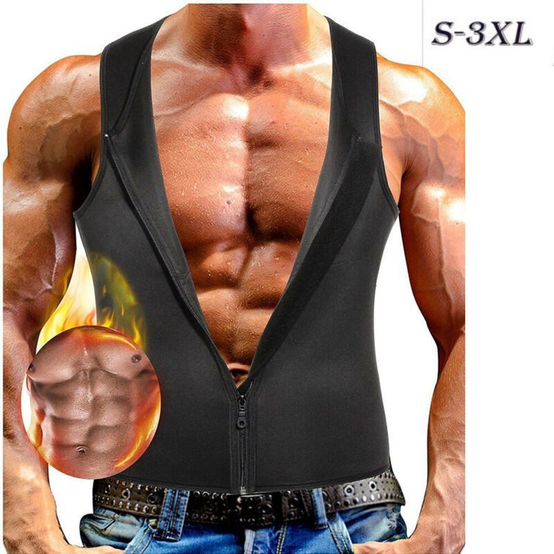 Men's Slimming Neoprene Vest Sweat Shirt Body Shaper Waist Trainer Shapewear Black Sleeveless Men Tank Top Male New