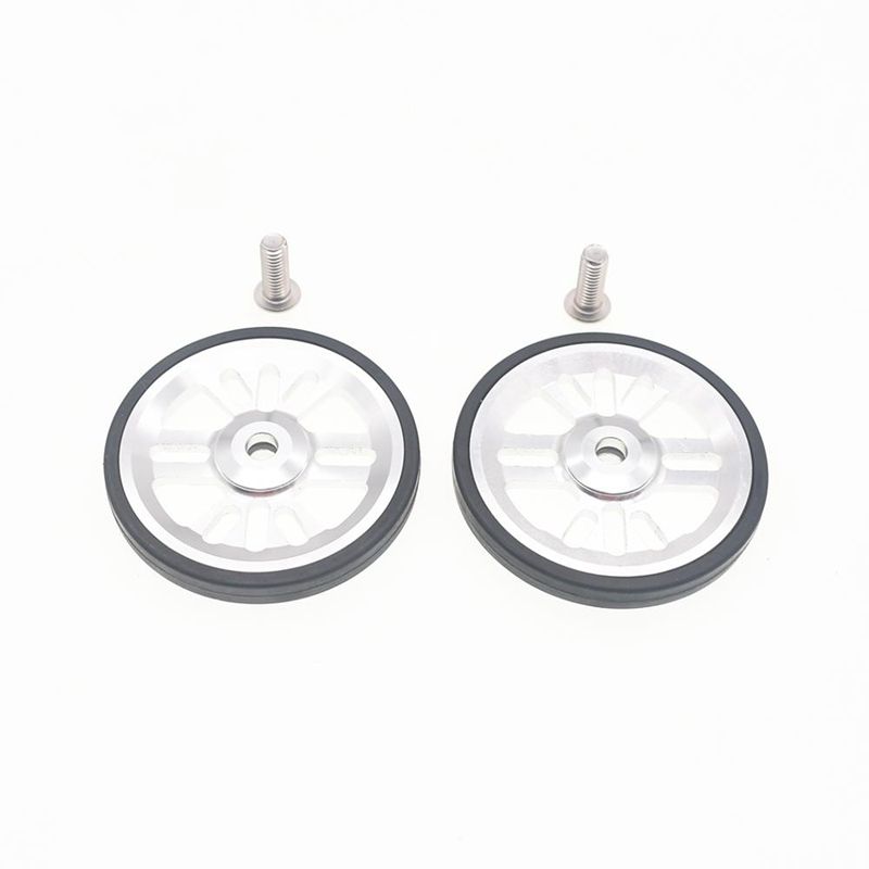 2Pcs Folding Bike Easywheel for Brompton Bicycle Bearing Wheel Aluminum with Bolts Silver