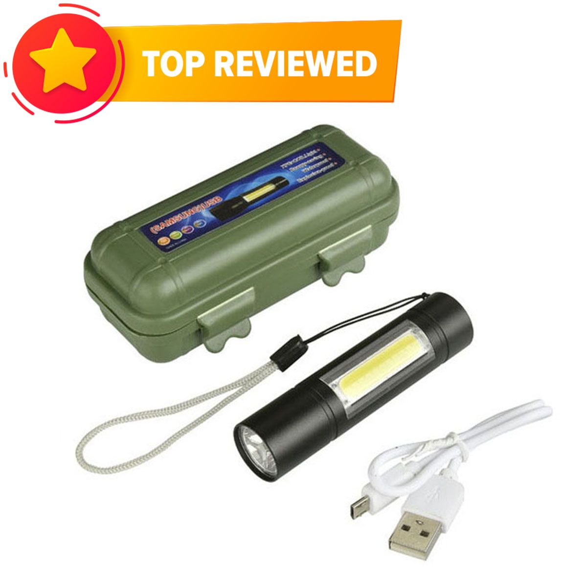 Rechargeable Flashlights Torch LED USB Portable Torches 3 Modes Mini Camping Lighting