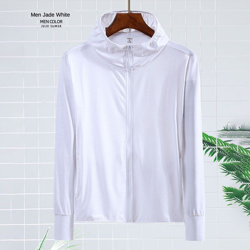 LNGXO Camping Hiking Jacket Men Quick Drying  Clothes Zipper Hooded Cardigan Sun Protection Clothing UV Protection Mesh