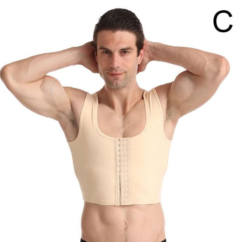 Men Shapewear Corset Weight Vest Three-ed Double V Tighten Back Control Compression Chest Body Shaper Slimming Underwear