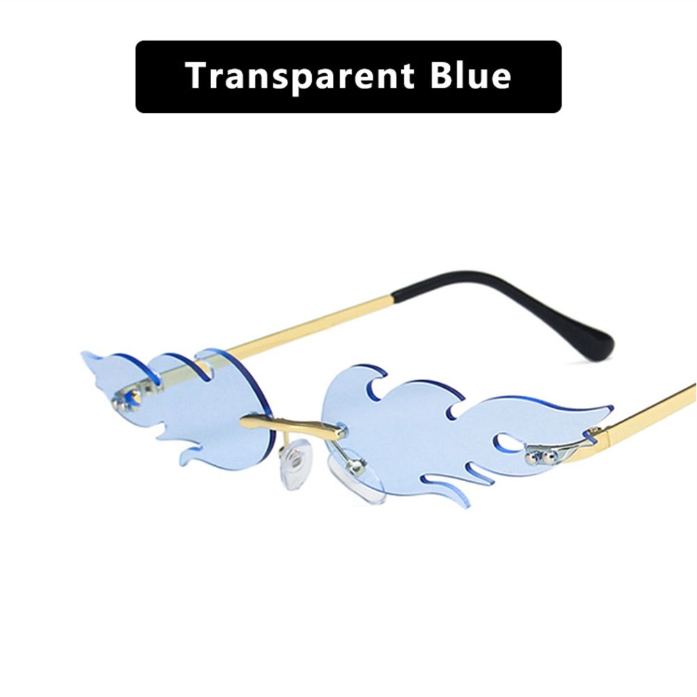 Frameless  Sunglasses With Flame Shape Lens rendy Anti-uv Sunglasses lens