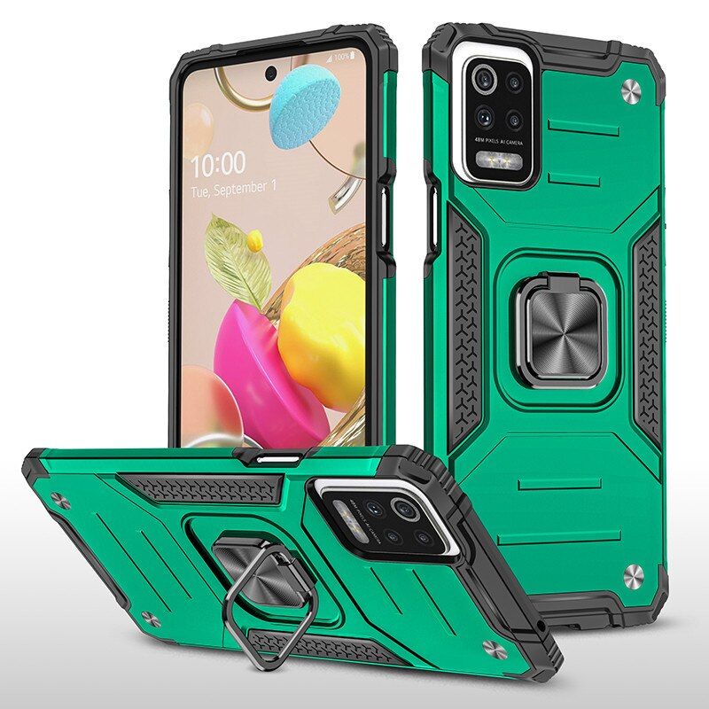 For LG K52 K53 Case Shockproof Armor Silicone Bumper Phone Cases for LG K40 K40S K50S K51 K51S K61 Combo Ring Holder Case