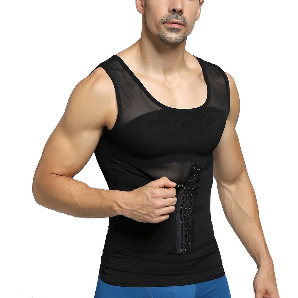 Men Shapewear Tank Tops Adjustable Tummy Control Vest Waist Trainer Slimming Abdomen Breathable Mesh Body Shapers Tank