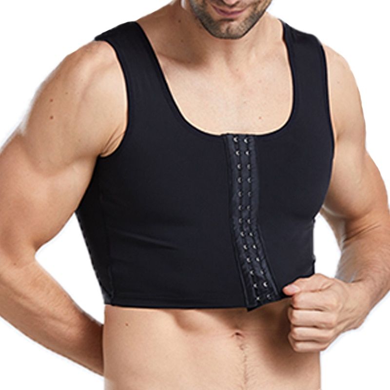 Mens Gynecomastia Shaper Zipper Control Slimming Chest Boobs Shapewear Back Posture Invisiable for Suits Male Body Shaper Tops