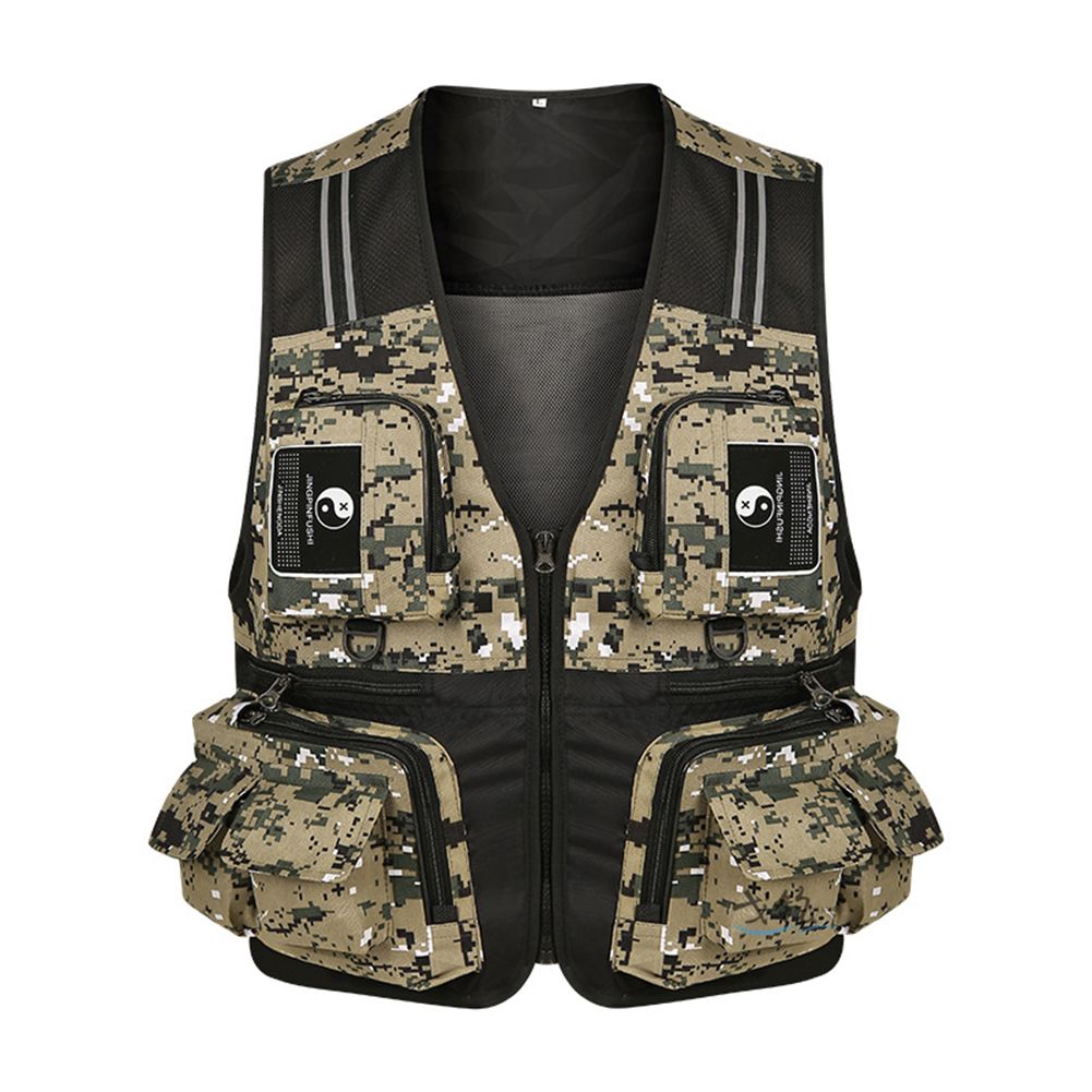 Fishing Vest Detachable Multiple Pockets Breathable id Mesh Comfortable Wear-resisting With Reflective Stripe