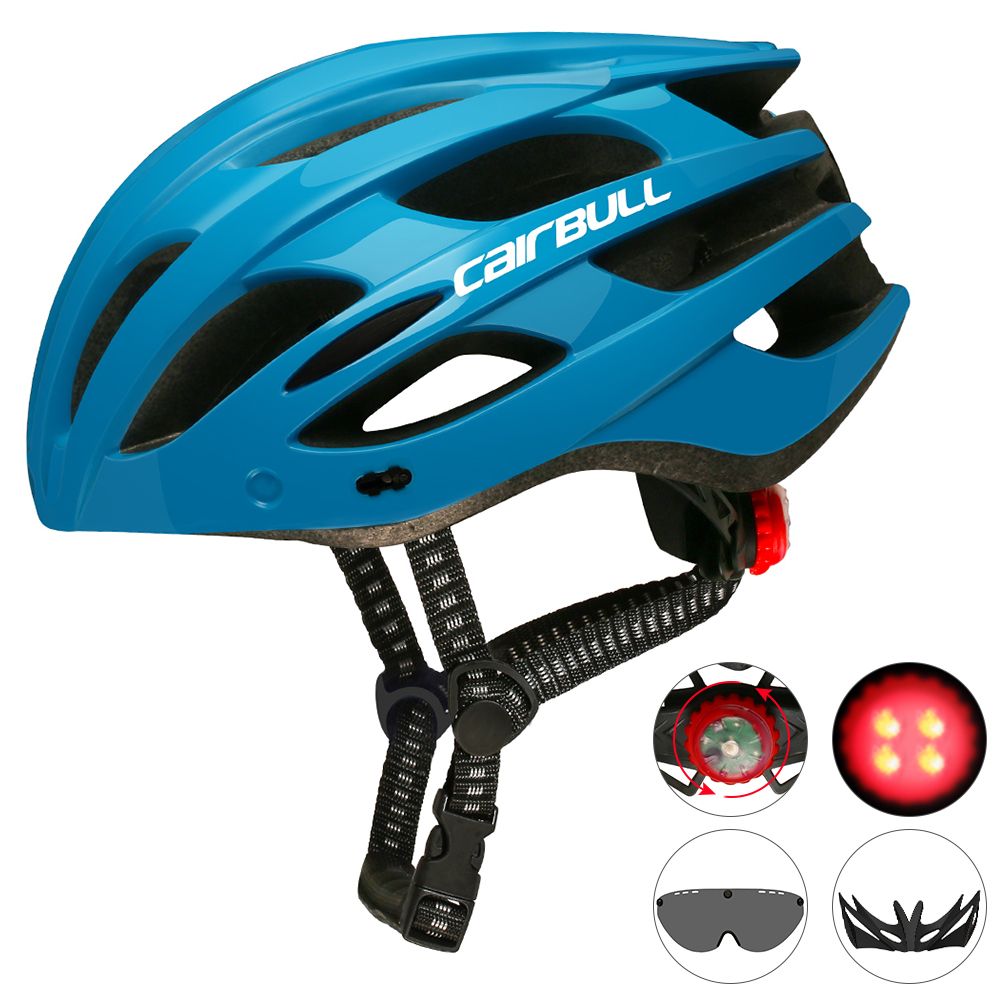 Ultralight Bike Helmet with Safety Light Removable Visor Goggles Cycling Bicycle Safety Helmet 22 Vents for Road Mountain Bike