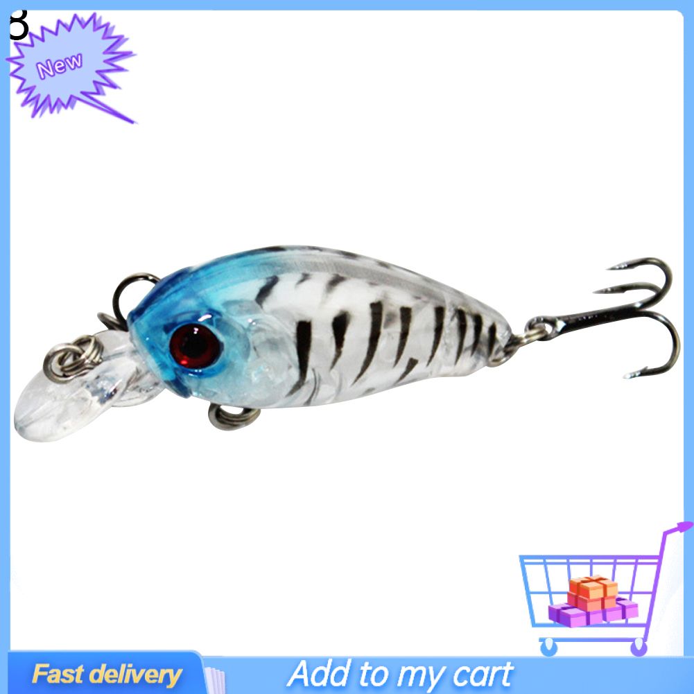 1 Pc 4.5cm Lifelike Crankbait Plastic Hard 3D Eyes Bait Fishing Lure Tackle Hook