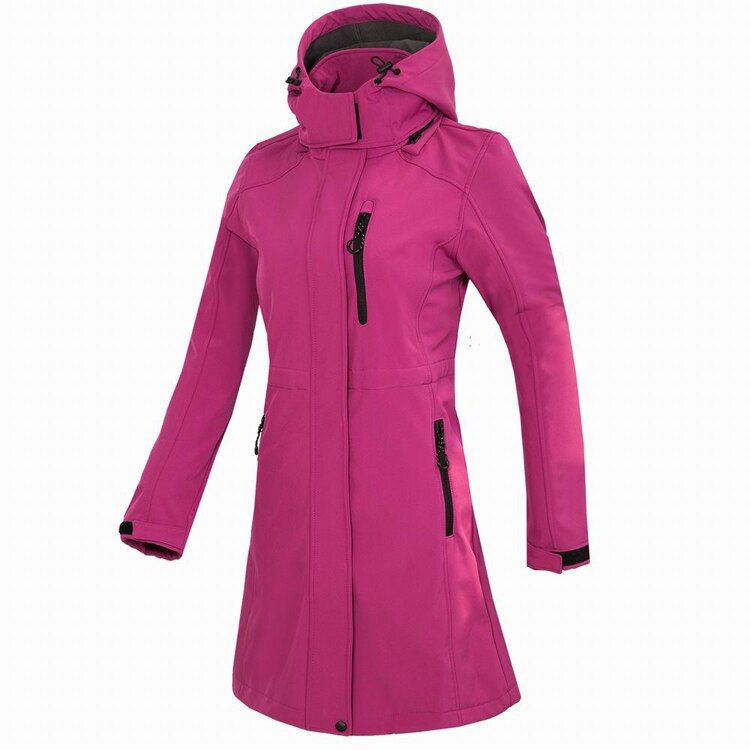 TRVLWEGO Women Soft Shell Fleece Long Jackets Outdoor Windbreaker Hiking Camping Climbing Female Coat Winter Polyester