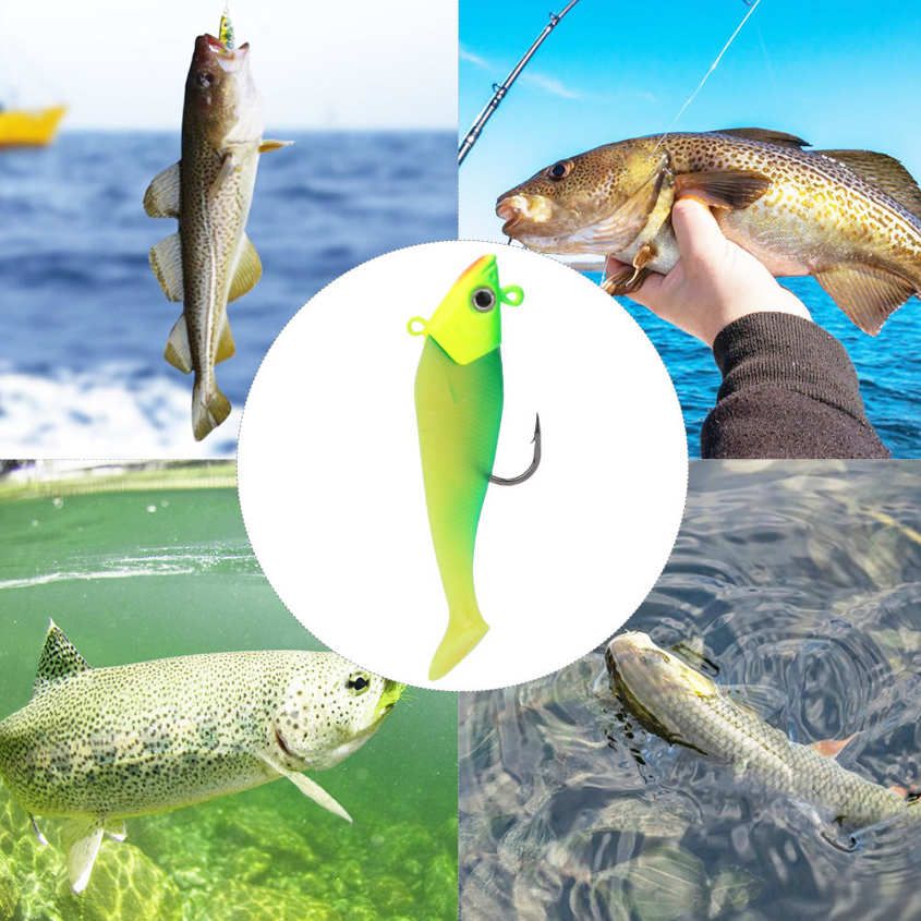 Fishing Bait Jig Head Soft Lure Separable Fish with 3D Eyes 50g for Saltwater and Freshwater