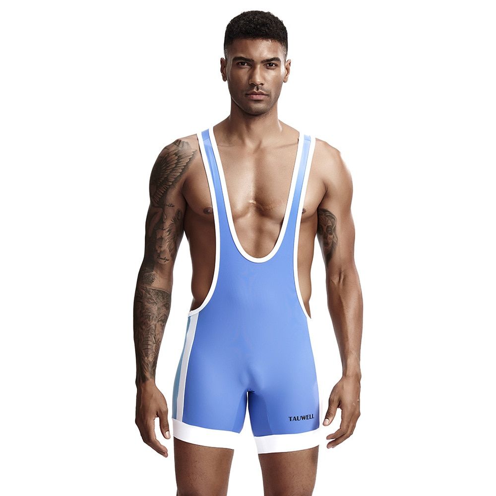 TAUWELL Men's Vest Playsuit Men's One Piece Bodysuit Thin Quick-drying Fabric Tight Fitness Wrestling Suits Shapers