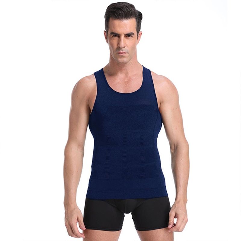 Men Body Shapers Tight Skinny Sleeveless Shirt Fitness Waist Trainer Elastic Beauty Abdomen Tank Tops Slimming Boobs Gym Vest