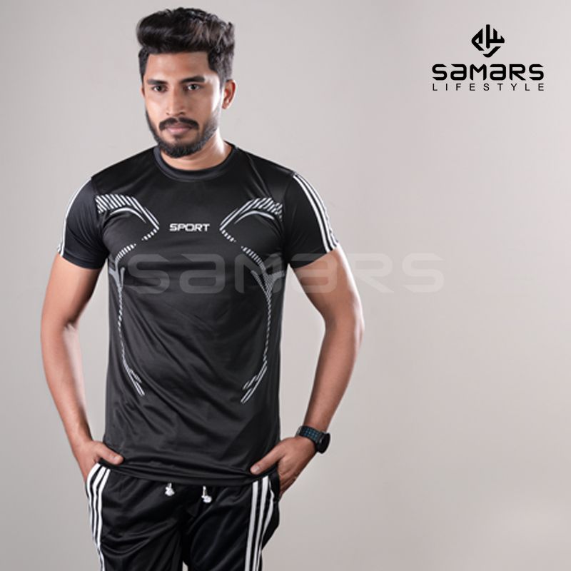 Sports T-Shirt for Men (Premium Quality) Black & Yellow Color