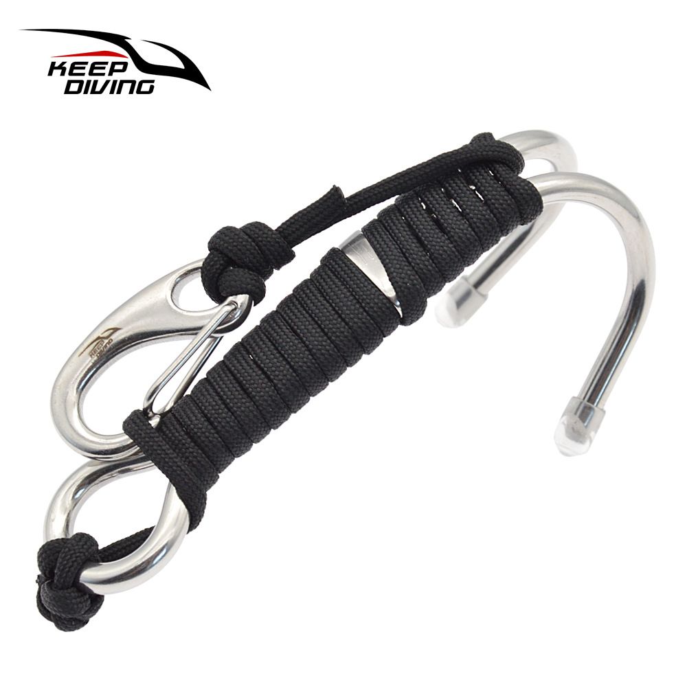Diving Reef Hook Stainless Steel Scuba Safety Double Dual Hook Quick-Release Drift Hook with 1.2m Nylon Rope