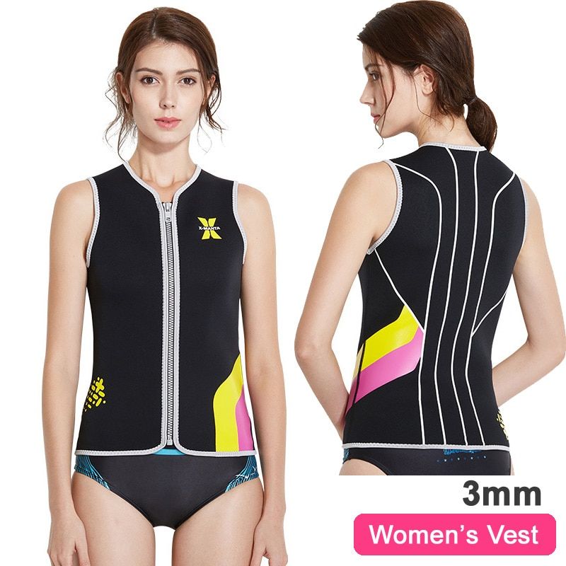Premium 3mm Men's Wetsuits Neoprene Sleeveless Front Zipper Vest Jacket Top for Scuba Diving Surfing Swimming Snorkeling Suit