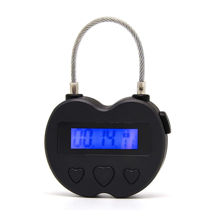 Smart Time Lock LCD Display Time Lock Multifunction Travel Electronic Timer, Waterproof USB Rechargeable Temporary Timer Padlock -black