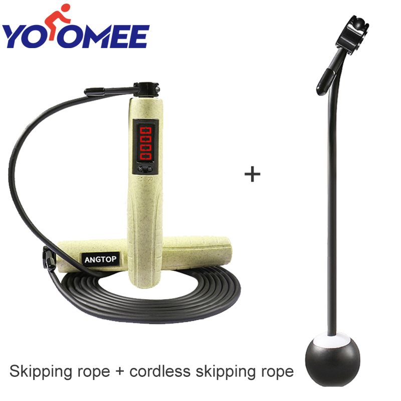 Yoomee Intelligent Electronic Counting Jump Rope Cordless Ball Bearing Steel Wire Jump Rope Sports Excercise Fitness Equipments Rope