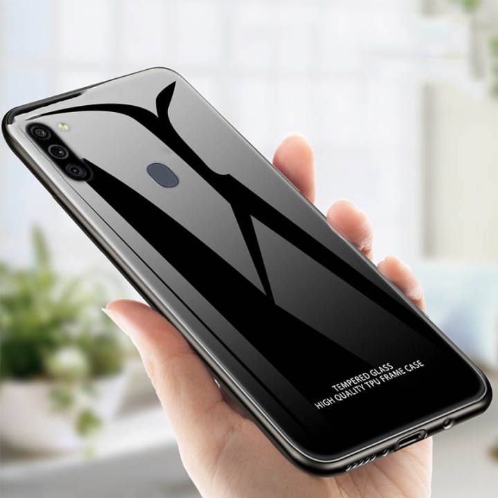 For Samsung Galaxy M11 / Samsung Galaxy A11 Glass Case HONG KONG Design Tempered Glass Protector Casing Glass Back Phone Cover