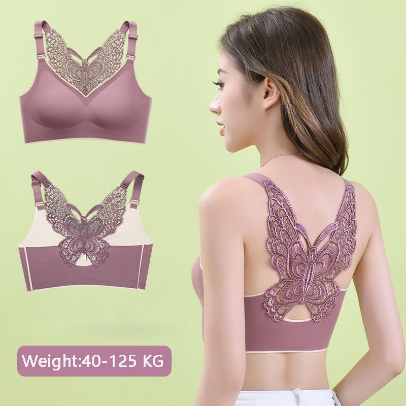Butterfly Beauty Back Bra Latex Push Up Bra Gathered Breathable Without Rims With Padded Seamless Bra Plus Size
