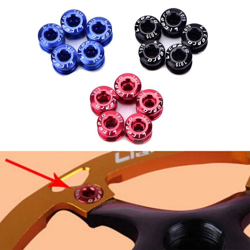Litepro Bicycle Chainwheel Screws Alloy CNC Double Chainring Bolt for Road MTB Bike Crankset Bicycle Parts Red