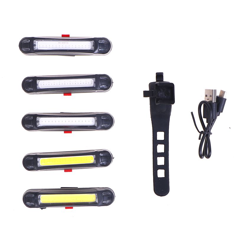 COB LED Bicycle Bike Cycling Front Rear Tail Light USB Rechargeable 6 Modes Lamp