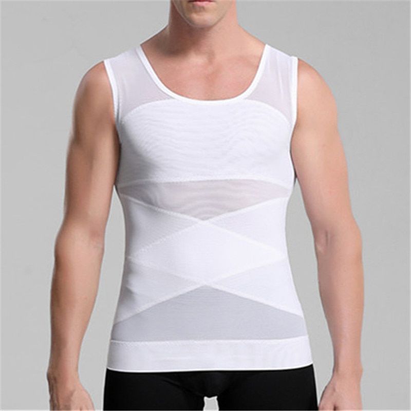 Chest And Abdomen Shaper Men Gynecomastia Slimming T Shirts Waist Trainers Back Posture Corrector Compression Body Shaper
