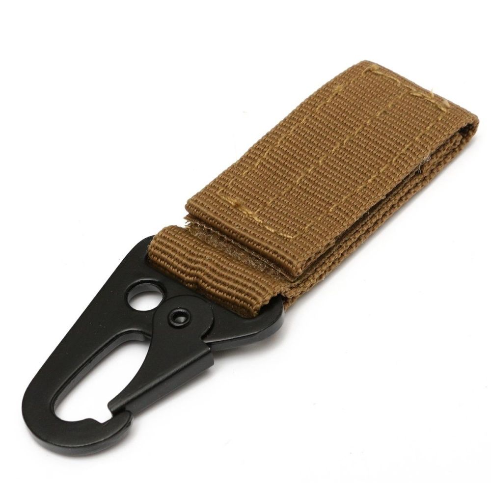 Nylon Tactical Molle Hanging Belt Key Hook Webbing Buckle Strap Carabiner Clip Khaki - intl