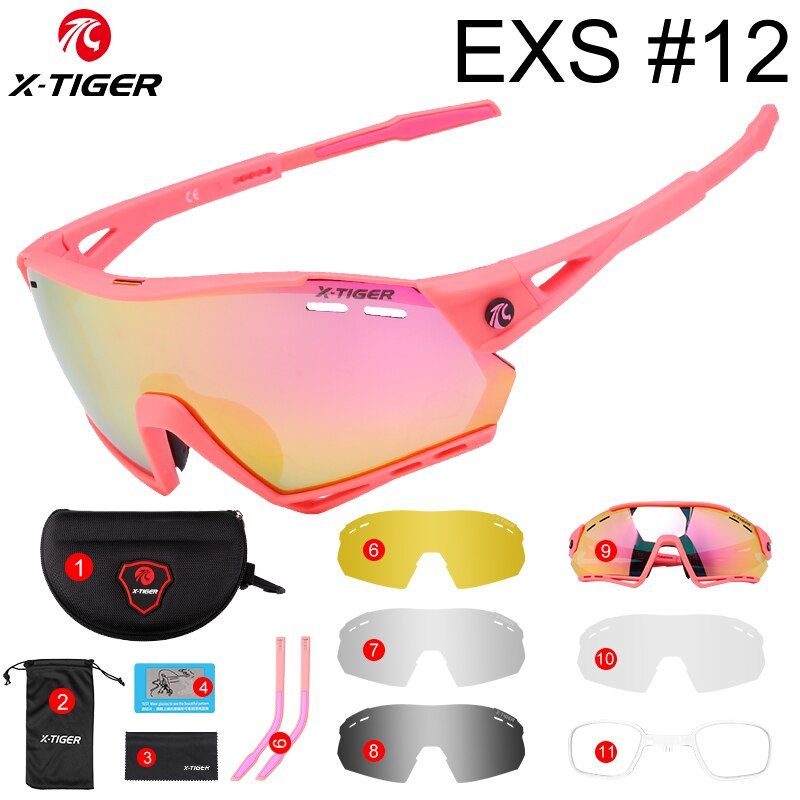 X-TIGER New Cycling Sunglasses 5 Lens Polarized Sports Men Cycling Glasses Mountain Bicycle Riding Protection Goggles Eyewear