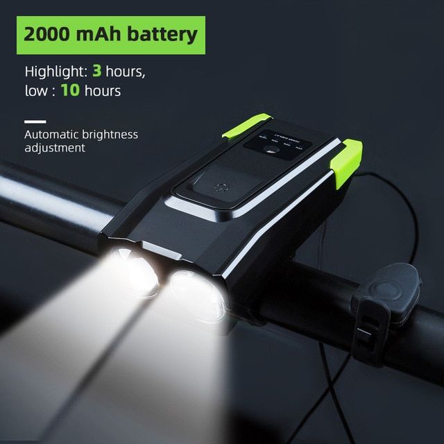 4000mAh Waterproof Bicycle Light With Horn USB Rechargeable 800 Lumens LED Light For Bike Cycling Front Lamp Bicycle Accessories-