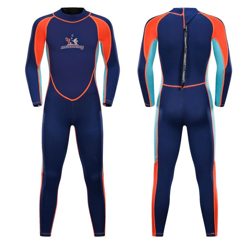 Kids 2MM Neoprene Wetsuits Back Zipper One Piece Swimsuit UV Protection Thermal Spring/Winter Swimwear for Youth Boys Girls