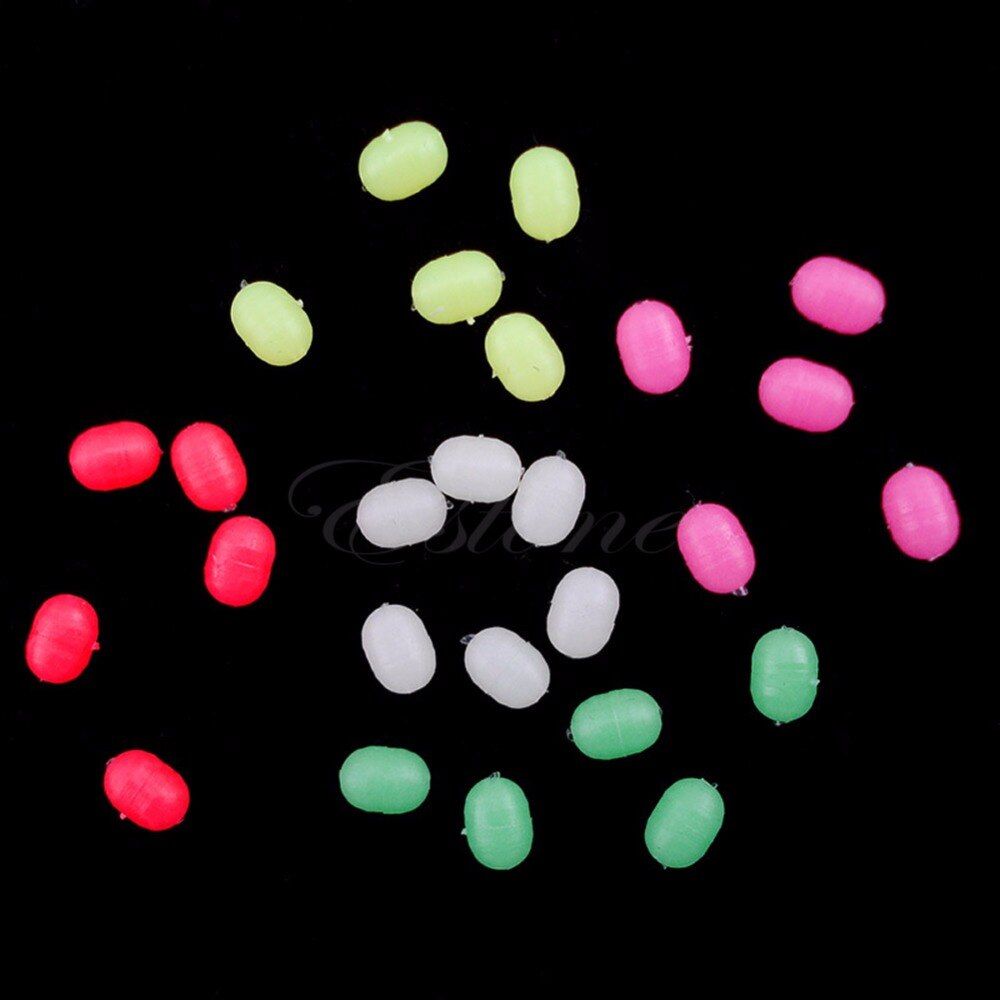 100Pcs Oval Luminous Fishing Lures Fishing Beads Sea Hard Floating Float Tackles Y4UB