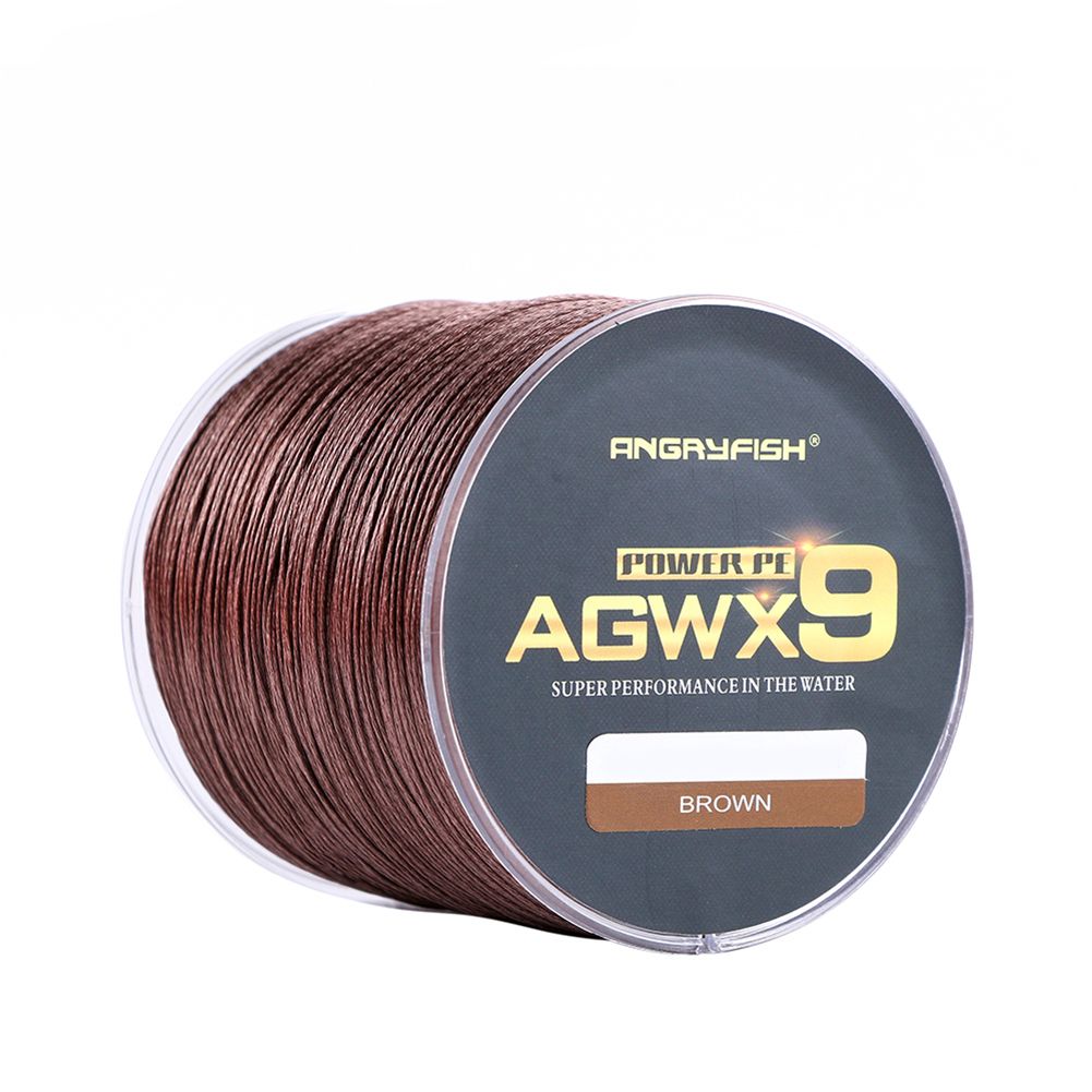 Yfashion ANGRYFISH Diominate X9 PE Line 9 Strands Weaves Braided 500m/547yds Super Strong  15LB-100LB Brown