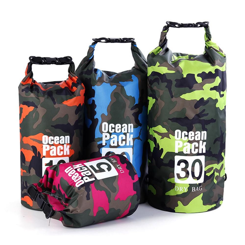2/5/10/20/30L Portable Camo Outdoor Diving Rafting Diving Accessories Beach Swimming Bags Waterproof Dry Bag River Ocean Backpack