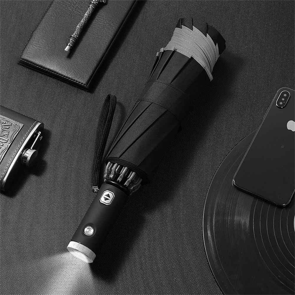 Outdoor Mini Umbrella With Led Light 10 Ribs Portable Lightweight Folding Sun Rain Umbrella