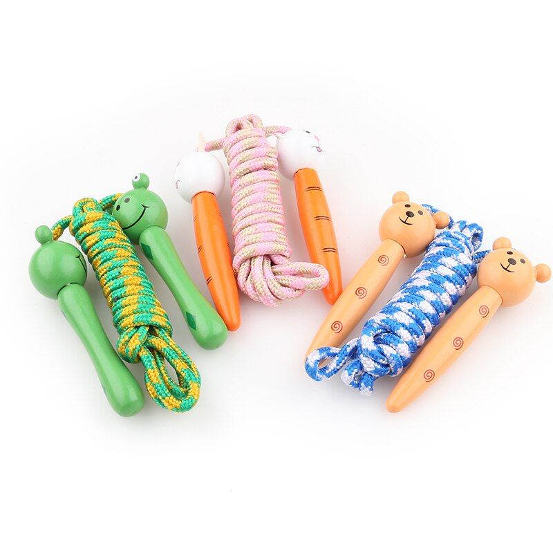 Kids Jump Ropes Wood Handle Sport Bodybuilding Fitness Lovely Cartoon Skipping Ropes