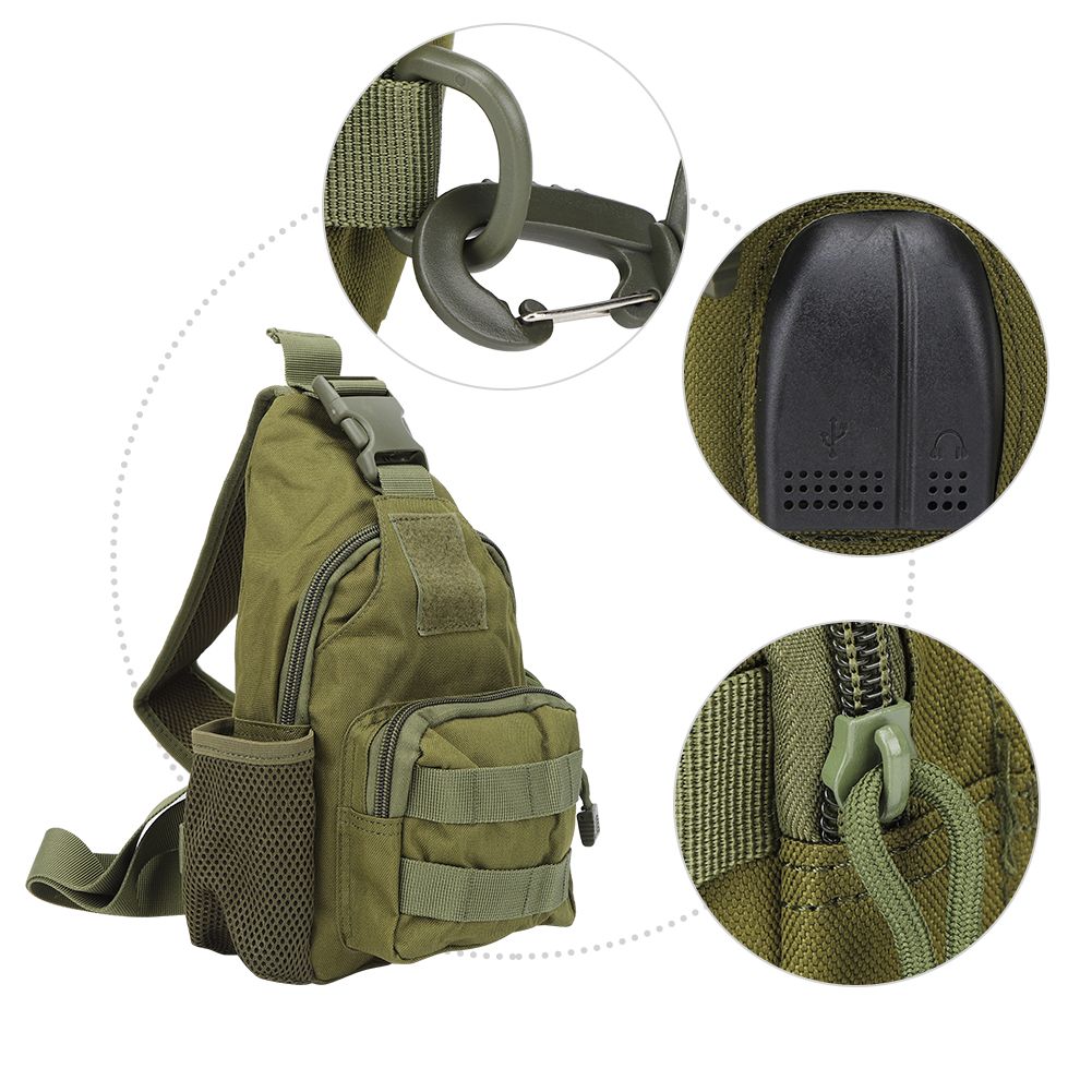 Outdoor Tactics Oxford Cloth Shoulder Chest Bag Messenger W Water Bottle Cover